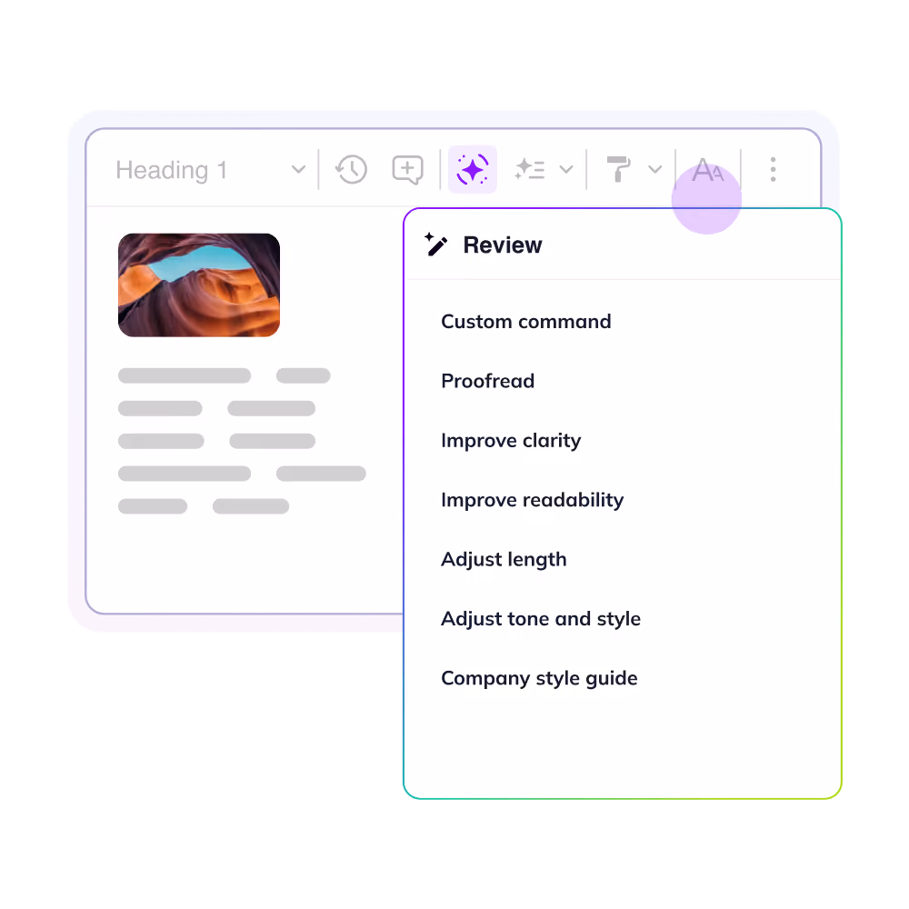AI Review is an automated content QA feature that runs AI-powered quality checks on your documents directly inside the editor.