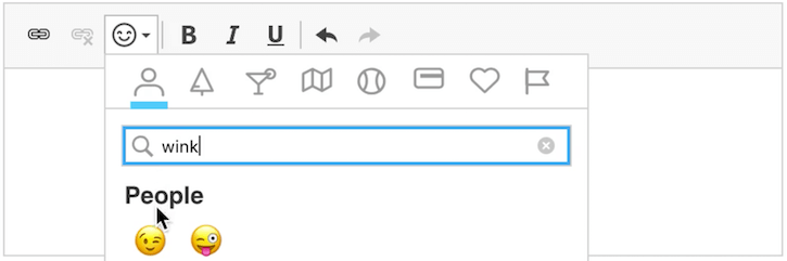 CKEditor 4 WYSIWYG HTML editor with the new emoji dropdown.