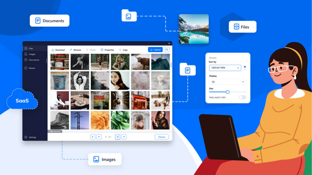 CKBox in the foreground. With a brand new file management platform you can store your files, change their parameters and much more.