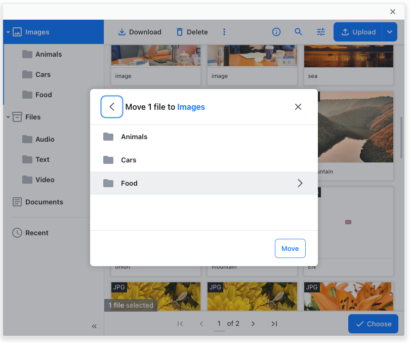 Choosing a target folder.
