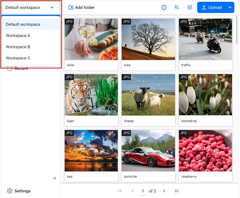 Active workspace switch.