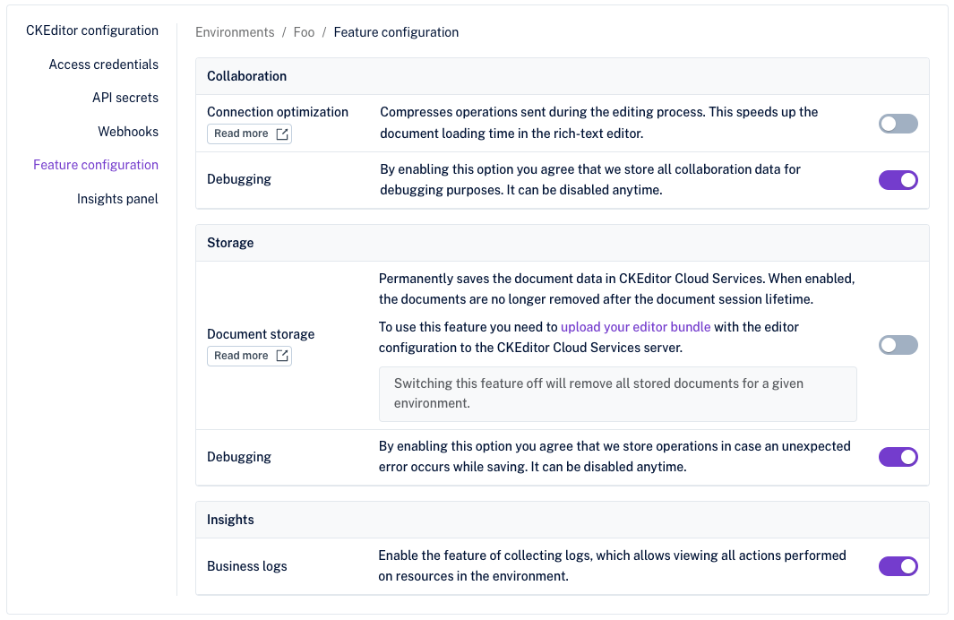 Toggle Insights Panel feature.