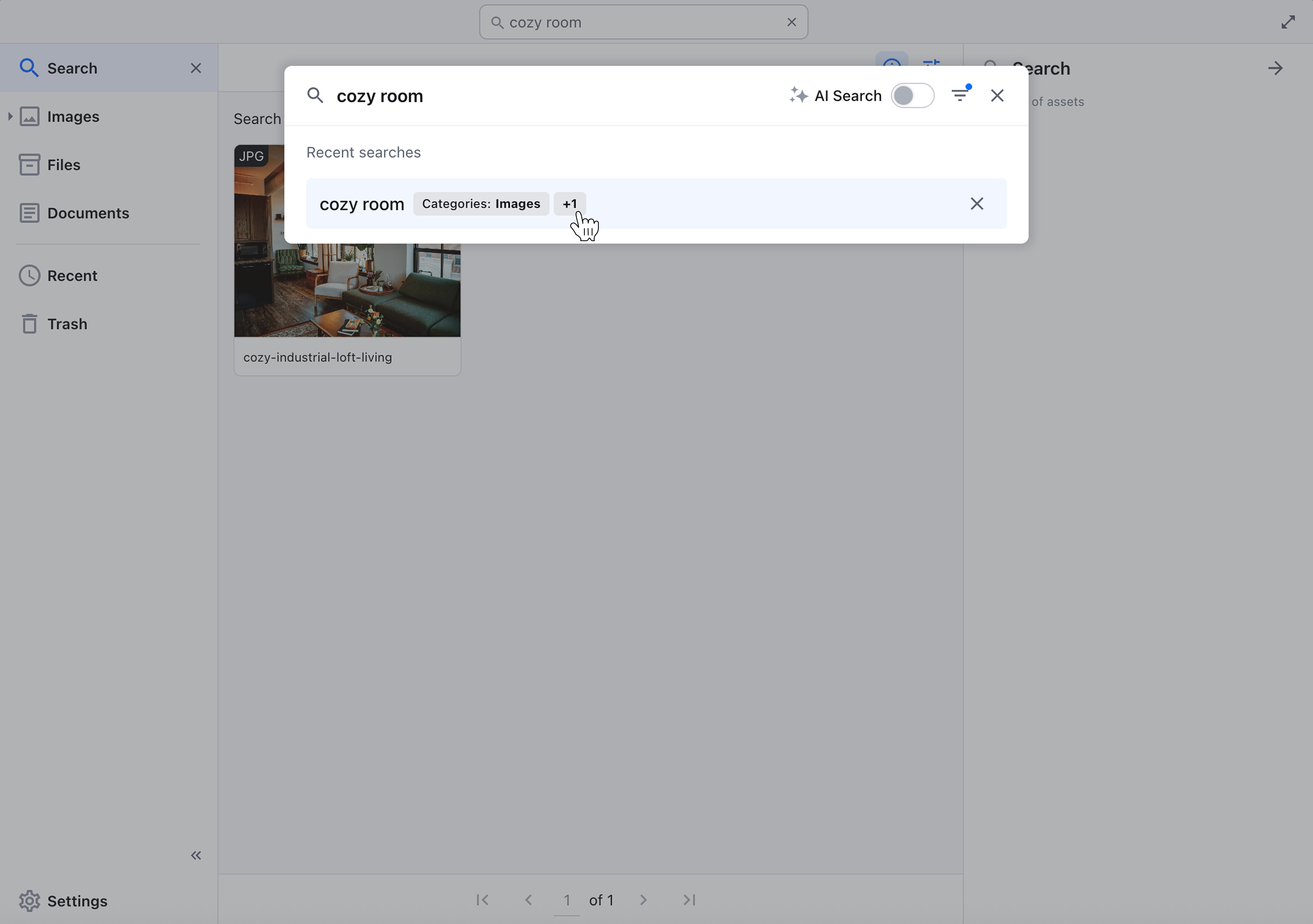 Basic search panel.