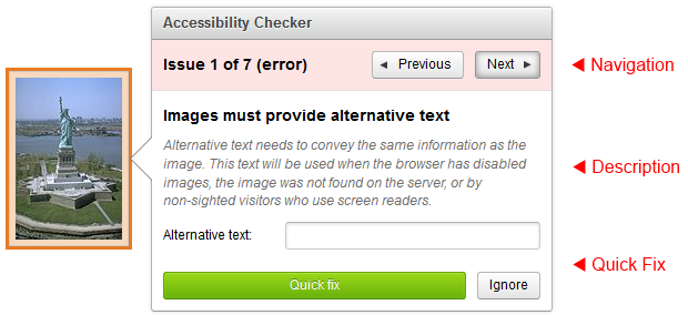 Checking mode panel with highlighted parts