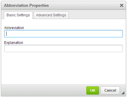 Basic Settings tab of the Abbreviation plugin