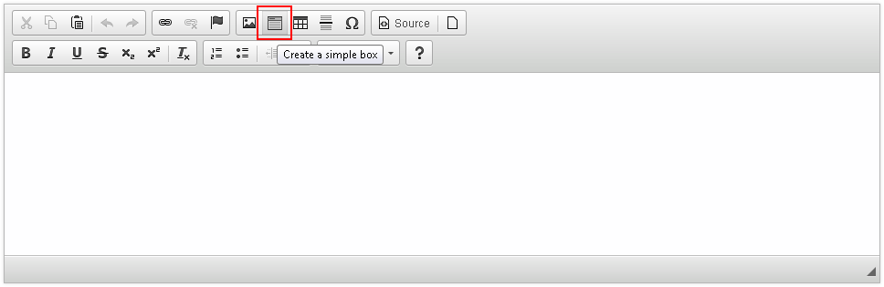Simple Box button added to the editor toolbar