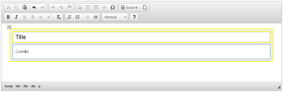 Content filtering defined for editable widget elements