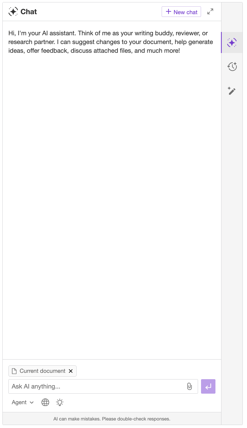 CKEditor AI Chat interface showing the conversational AI assistant.