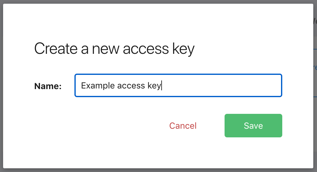 Access key name prompt.