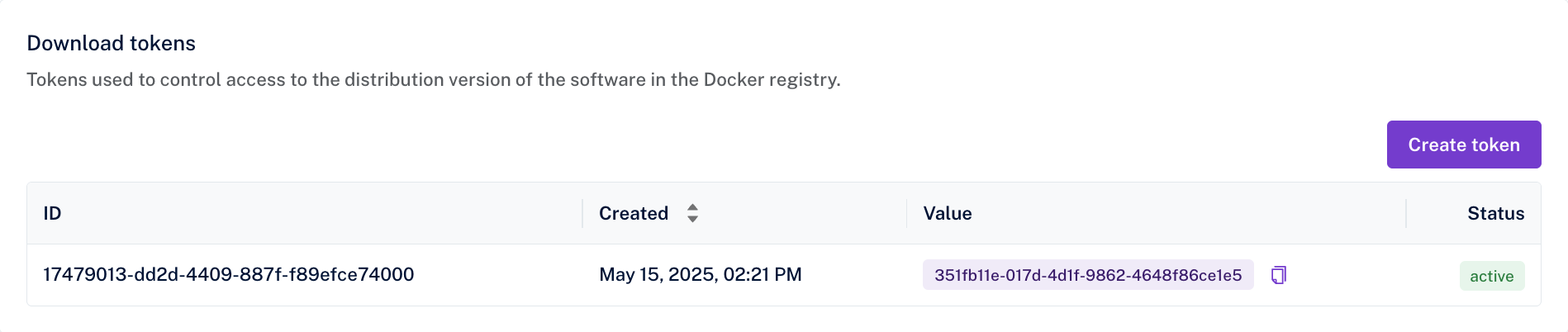 Collaboration Server On-Premises — managing the docker download token.